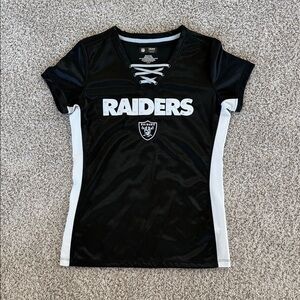 Raiders Team Apparel Black and White Satin Jersey Top
